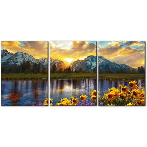 3 Pieces Mountain Canvas Wall Art for Living Room Nature Landscape Picture Sunflower Wall Decor for Bedroom Home Decoration Sunrise Grand Teton National Park Painting Framed Artwork - 20"x28"x3 Panels 3 Pieces Mountain Canvas Wall Art for Living Room Nature Landscape Picture Sunflower Wall Decor for Bedroom Home Decoration Sunrise Grand Teton National Park Painting Framed Artwork - 20"x28"x3 Panels
