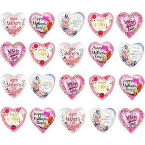 KIPETTO Happy Mother's Day Balloons 20Pcs 18inch Aluminum Foil Balloons Heart Balloons for Mother's Day Birthday Party Decorations