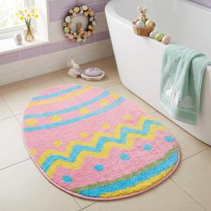 Painted Eggshell Bathroom Decor Bathroom Rugs, Shaggy Soft and Absorbent Bath Rug, Non-Slip, Thick Plush Machine Washable Dry Bath Mats for Home, Tub and Shower, 31"20" (Pink)