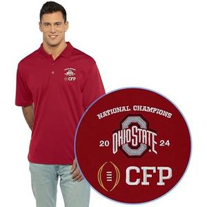 Vantage Apparel Men's 2024 Cfp National Champs Ohio State Buckeyes Polo M/L