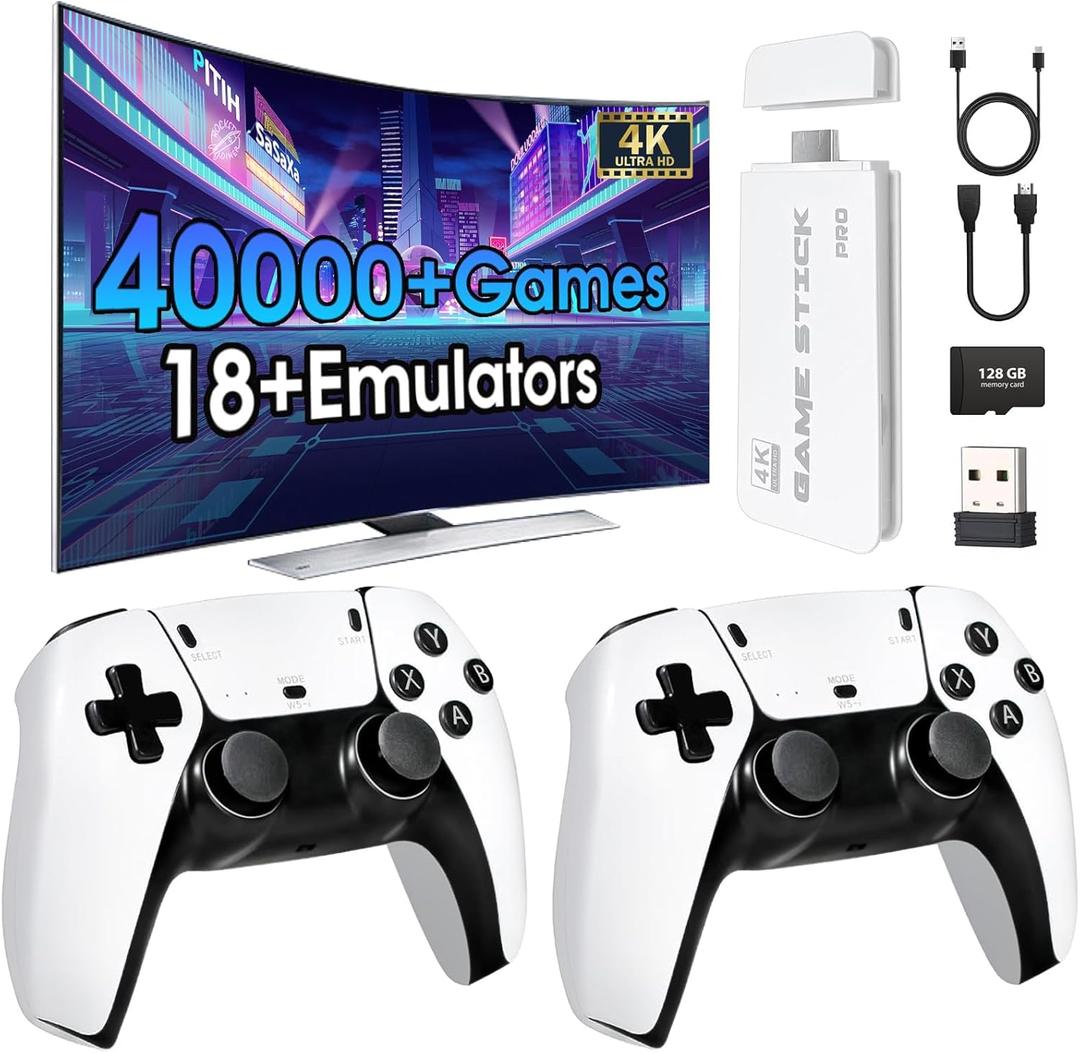 TEFELE 2026New Wireless Retro Game Console 23 Simulators and Over 40,000 Games 2.4G Wireless Controllers(128G)
