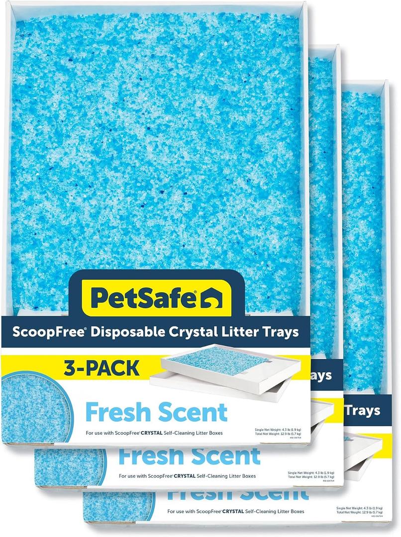 PetSafe ScoopFree Disposable Crystal Cat Litter Tray - Easy Cleaning Box - Refill Tray for Automatic Litter Box - Fresh Scent - 4.3 lb Bags - 3 Pack