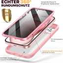 Diaclara Designed for iPhone 15 Case 6.1 Inch,Upgraded Full Body Rugged Clear Bumper Case with Built-in Privacy Screen Protector for iPhone 15,Pink