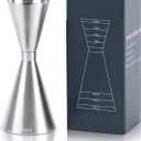 Lexenic oz/ml Dual Markings Jigger for Bartending, 304 Stainless Steel Heavy Duty Double Cocktail Jigger with 7 Measurements Inside, Japanese Jigger Bar Tool for Bartender Home Bar Party 1 Pack
