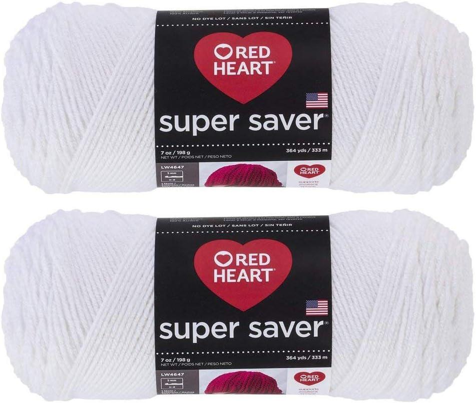 Bulk Buy: Red Heart Super Saver (2-Pack) (White, 7 oz Each Skein)