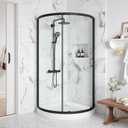 OVE Decors Breeze 32 in. Corner Shower Clear Sliding Door with Included Base in Black Finish