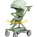 Baby Travel Stroller Mini ELF 2 Lightweight Baby Compact Stroller with 360 Reversible Seat Airplane Compatible Full Recline Ergonomic Backrest for Babys Toddlers - Green