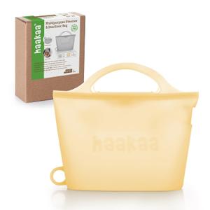 Haakaa On-The-Go Silicone Microwave Steam Sterilizer Bags for Travel, 40oz/1250ml Reusable Silicone Steaming Bags for Baby Bottles, Breast Pump, Accessories, Pacifiers, Teethers, Pineapple/1PC