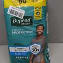Depend Fresh Protection Adult Diapers, Incontinence Underwear for Men, Disposable, Maximum, Large, Grey, 28 Count 