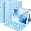 Hamile for iPad 9th/8th/7th Generation Case with Keyboard 10.2 Inch - 7 Colors Backlit Wireless Detachable Folio Keyboard Cover with Pencil Holder for iPad Pro 10.5" / iPad Air 3rd Gen (Sky Blue) (Blue)