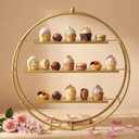 Shimeyao 1 Pcs Gold Cupcake Stand 22 Inch Tiered Dessert Stand Large Metal 3 Tier Serving Tray Round Gold Dessert Table Display for Wedding, Birthday Party, Catering Events
