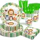 Jungle Animals Party Decorations - 175 Pcs Safari Animal Baby Shower Plates and Napkins, Wild Animals Theme Disposable Tableware Set for Baby Shower Zoo Birthday Party Supplies Favors, Serves 25