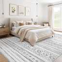 cotiled 10x14 Area Rug Living Room: Washable Boho Rugs with Non Slip Backing Large Soft Indoor Stain Resistant Carpet for Bedroom Farmhouse Dining Room Lightweight Home Decor Cream Grey