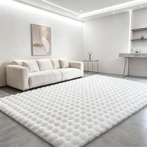 White Rabbit Plush Rug 71x28 Fluffy Faux Fur Shaggy Area Rug for Nursery, Kids Room Decor, Soft Fuzzy Carpet for Living Room, Bedroom, Teen Girls Room