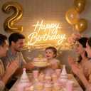 Happy Birthday Neon Sign for Wall Decor, LED Happy Birthday Light Up Sign with 10 Pcs Ballons, Dimmable Happy Birthday Lights Signs for All Birthday Party Decorations Backdrop, Warm White