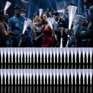 60 PCS White Fiber Optic Wands Glow Fiber Wands Bulk LED Light Up Wands with 3 Flashing Modes LED Flashing Sticks for Halloween Christmas Valentine's Day July 4th Wedding Bridal Shower Birthday