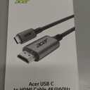 acer USB C to HDMI Cable for Home Office 6.6FT (4K@60Hz), Thunderbolt 4/3 Compatible, High-Speed Type C to HDMI 2.0 Braided Cord for MacBook, iPhone 17/16 Pro/Max, iMac, iPad Pro, Galaxy S25, Surface