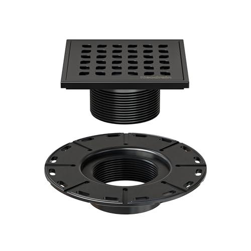 Neodrain 4 inch Drain Grate Kit, Compatible with Schluter Kerdi-Bonding Flange - Shower Floor Drain Kit with Adjustable Collar,304 Stainless Steel Drain Grate Removable, Low Profile(Black)
