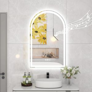 STARLEAD 32"x20" Arched LED Bathroom Mirror with Bluetooth Speaker, Dimmable Lighting, 3 Color Temperature, Anti-Fog, Touch Control Wall Mounted Vanity Mirror