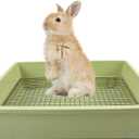 Upgraded Large & Medium Litter Box for Rabbits & Guinea Pigs  High-Capacity Cage Toilet Tray with Elevated Grid & Low Entry Design, Ideal for Bunnies, Ferrets, and Small Pets