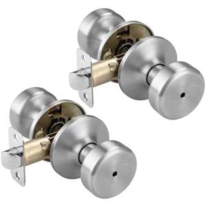 STARPY Black Door Knobs, Pismo Door Knob with Lock, Privacy Door Handles Interior for Bath & Bed (Privacy, Brushed Nickel, 2)