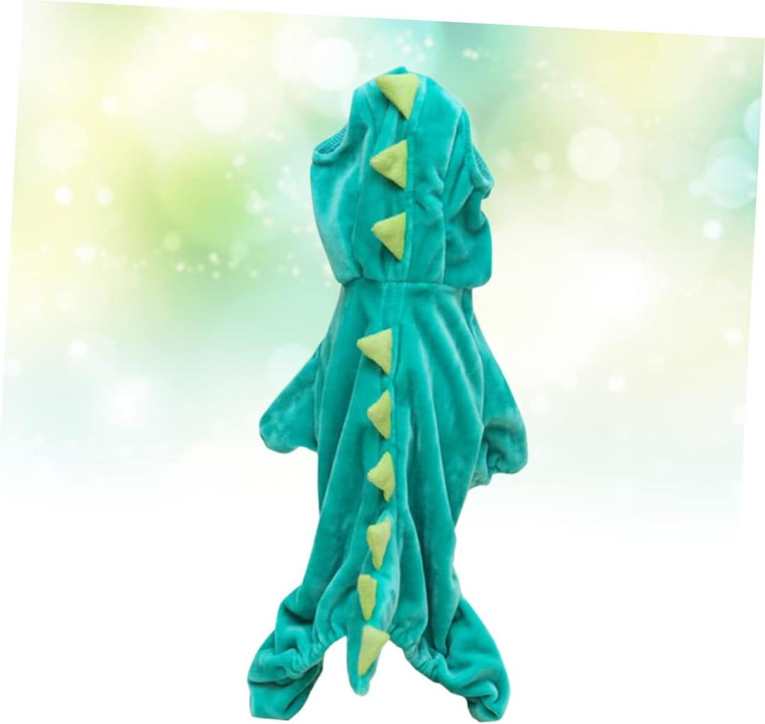 Four-Legged Pet Costume Dinosaur Dog Clothing for Cold Weather Velour Material Green Size s Pet Clothes Dog Winter Wear