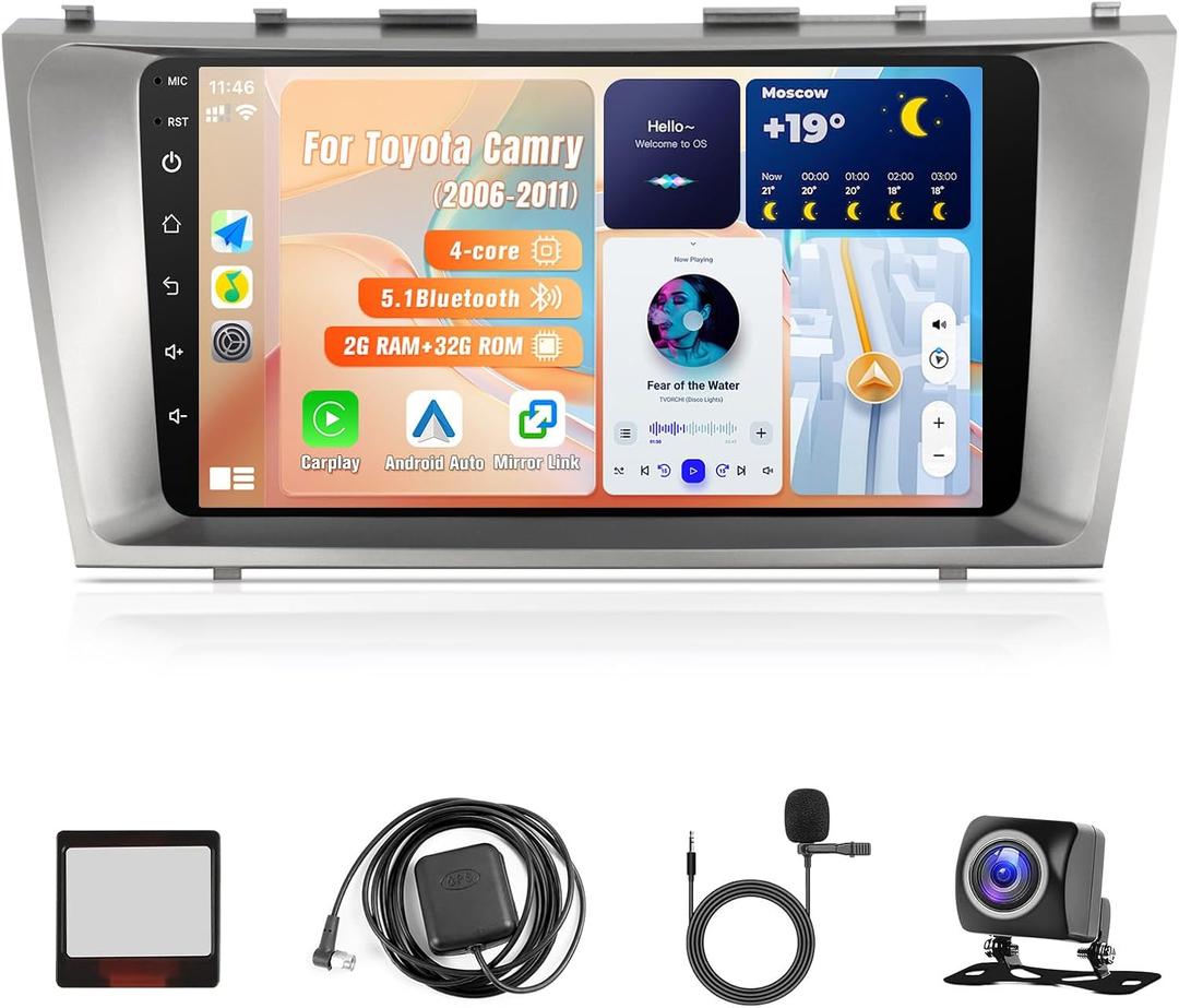 Car Stereo for Toyota Camry (with J-B-L & Large Screen) 2006 2007 2008 2009 2010 2011 with Carplay Android Auto, 2+32GB 9" IPS Screen Car Radio for Toyota Camry 2006-2011 with GPS BT FM SWC