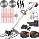 15-Inch Cordless String Trimmer & Edger, (2 x 21V 6.0Ah Electric Brush Cutter Battery Powered), with Auxiliary Bracket,Telescopic Handle, 3 Cutting Methods(WEG21D)