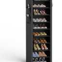VTRIN Vertical Narrow Shoe Rack Organizer 10 Tier Tall Shoe Shelf Holds 20-22 Pairs with Non-Woven Dustproof Cover for Closet, Entryway Black
