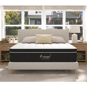 Queen Mattress 14 Inch, Hybrid Mattress Queen Size in a Box, Pressure Relief Gel Memory Foam and Motion Isolation Pocket Springs, CertiPUR-US, Medium Firm