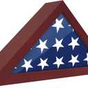 Flag Case, Solid Wood Military Display Box for 3'x5' American Veteran Burial Flag (Small, Mahogany)