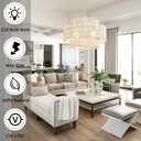 3-Tier Large White Rattan Chandeliers, 23.6in Boho Coastal Pendant Lights, Woven Hemp Rope Lighting Fixture, Wicker Hanging Ceiling Light for Living Room, Dining Room, Bedroom, Kitchen Island