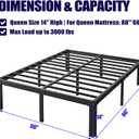 Hunlostten 14in High Queen Bed Frame No Box Spring Needed, Heavy Duty Metal Platform Bed Frame Queen Size with Round Corners, Easy Assembly, Noise Free, Black