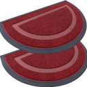 OLANLY 2 Pack Half Circle Door Mats, Waterproof All-Weather Indoor/Outdoor Welcome Mats, Sturdy Natural Rubber, Low-Profile Easy to Clean Doormats for Front Door, Patio, Porch, 29.5x17, Wine Red