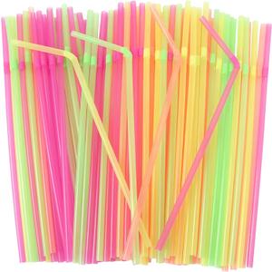 Flexible Plastic Straws Disposable, Vibrant & Colorful Assortment Bendy, Stylish Drinking Straws for Every Occasion & Party Decoration, 175 Count