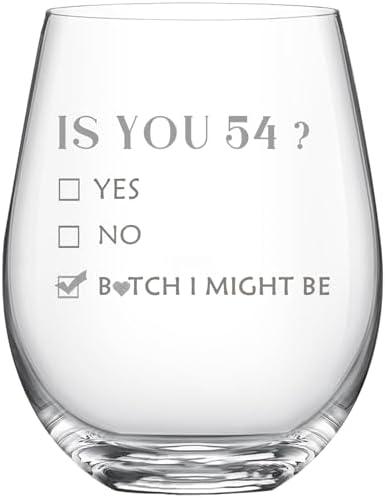 ERYUWOZA 54th Birthday Gifts for Women and Men, Turning 54 Present Wine Glass, 54 Year Old Party Supplies Decorations for Her Him, Birthday Gifts for 54th Woman Female, 18oz