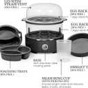 Elite Gourmet EGC1215B Easy Egg Cooker, Stainless-steel Heating Plate, Two-Tiered, 14-Egg Capacity, Soft, Medium, Hard-Boiled, Auto Shut-Off, Omelets, Poached Eggs, Measuring Cup, Piercing Pin, Black