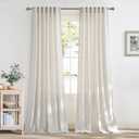 NICETOWN Linen Curtains 144 inch Long 2 Panels Set, 55" Wide Thick Flax Linen Blend Privacy Window Drapes Rod Pocket & Back Tab with Light Filtering for Bedroom/Living Room, W55 x L144