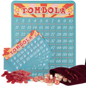Extguds Tombola Bingo Game,Vintage Tombola Italian Game,Russian Lotto with number1-90 for Lottery, for up to 24 PlayersBlue
