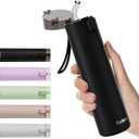 9oz Small Water Bottles with Straw, Mini Water Bottle with One-Hand Open Design, Leak-Proof Locking Lid for Hot&Cold Drinks, Small Travel Water Bottle - 100% Leakproof for School, Travel...(Black)