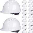 Leumoi 20 Pack 4 Pt. Suspension Hard Hat Bulk Safety Helmets ABS Ratchet Hard Hats Adjustable Construction Hardhats with Vents and Cotton Brow Pad Hard Hats for Men Work Head Protection