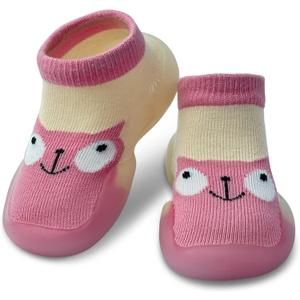 Baby Shoes Boys Girls First Walking Shoes Non Slip Soft Sole Sneakers Toddler Infant Babygirl Sock Shoes (Pink)