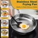 P&P CHEF 12 Inch Stainless Steel Frying Pan, 3-Ply Stainless Steel Pan Skillet, Induction Stir-fry Pan, Oven & All Stoves Safe, Heavy Duty & Even Heat, Dishwasher Safe, Silver, (1 Piece)