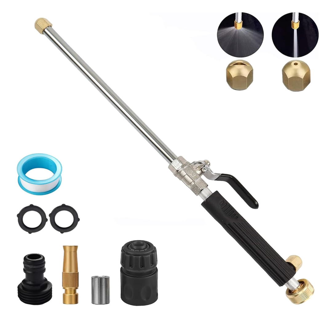 Upgraded Hydro Jet High Pressure Power Washer - Jet Nozzle for Garden Hose Power Washer Wand with 3 High Pressure Nozzle and Quick Connectors(Black)
