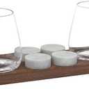 Godinger Whiskey Glasses, Drinking Glasses, Bar Glasses, Wine Glasses, Stemless Glasses, and Chilling Rocks Whiskey Stones Bar Set on Wooden Display Tray