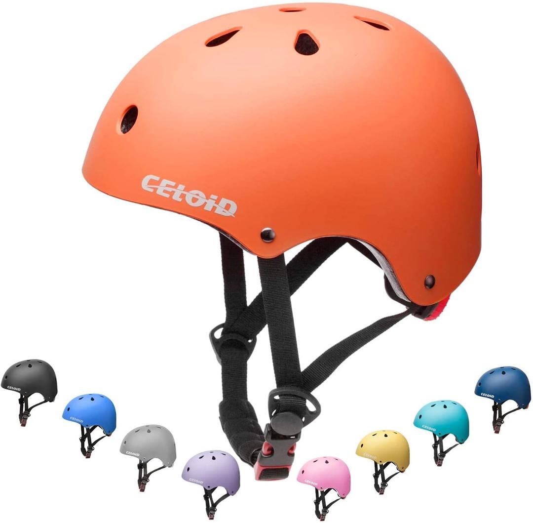 Kids Bike Helmet,Toddler Skateboard Helmets for Ages 2-3-5-8-14 Years Boys GirlsAdjustable Multi-Sport Bicycle Skateboarding Football Roller Skating Scooter Rollerblade Balance Bike Helmet, S(18"-20.5"/5-9 years), Orange
