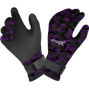XUKER Neoprene Water Gloves, Winter Fleece-Lined 3mm Five Finger Warm Wetsuit Winter Gloves for Scuba Diving Snorkeling Surfing (S)