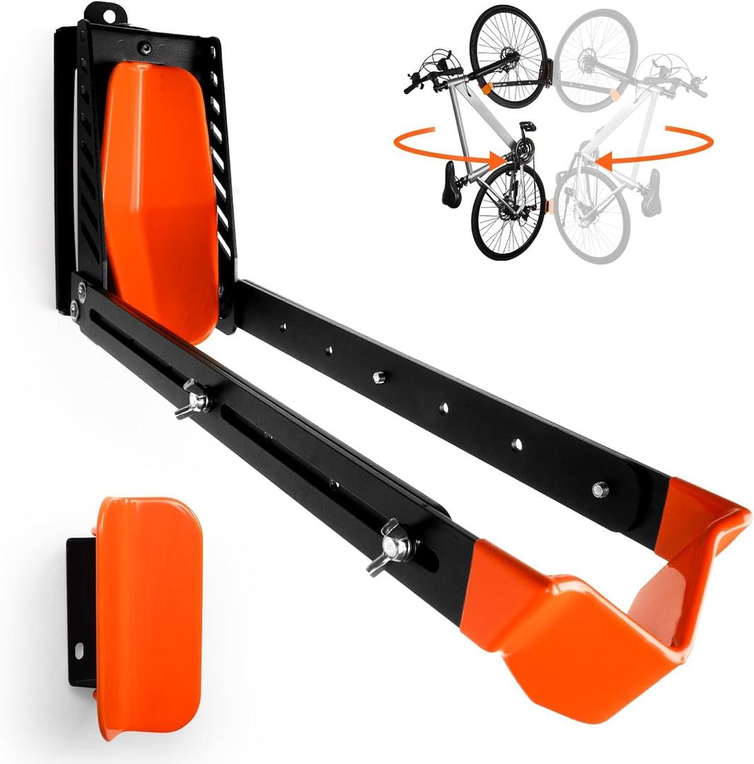 Swivel Bike Rack Wall Mount, 2 PCS Bike Hanger Wall Mount, Vertical Bike Rack, Sturdy Bike Storage Hook, No Heavy Lifting Required Indoor Hanging Bike Organizr