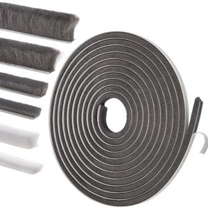 Self-Adhesive Weather Stripping Seal for Doors & Windows  Soundproof Insulation Gap Filler for Sliding, Exterior, Front, and Jamb Frames  0.35" x 0.35" x 16.5 ft, Gray