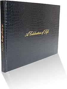 LIFETOO Crocodile Leather Funeral Guest Book 12" x 8", 400+ Guests, Celebration of Life Guest Books, Memorial Service Guest Book Sign for Funerals